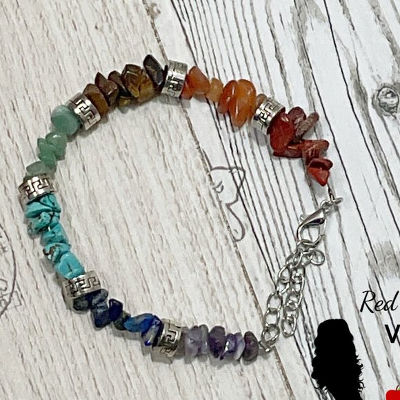 Stone Chip Rainbow Chakra Bracelet - Picture 1 of 3